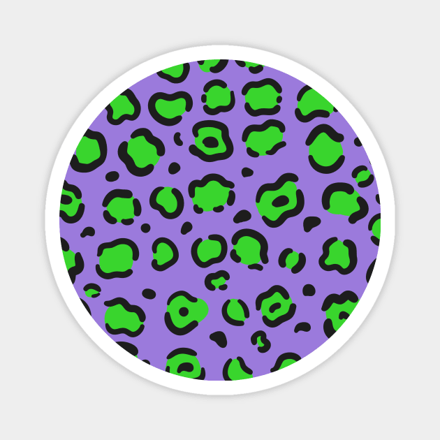 Green Leopard on Purple Magnet by purplegorilladesign23@gmail.com